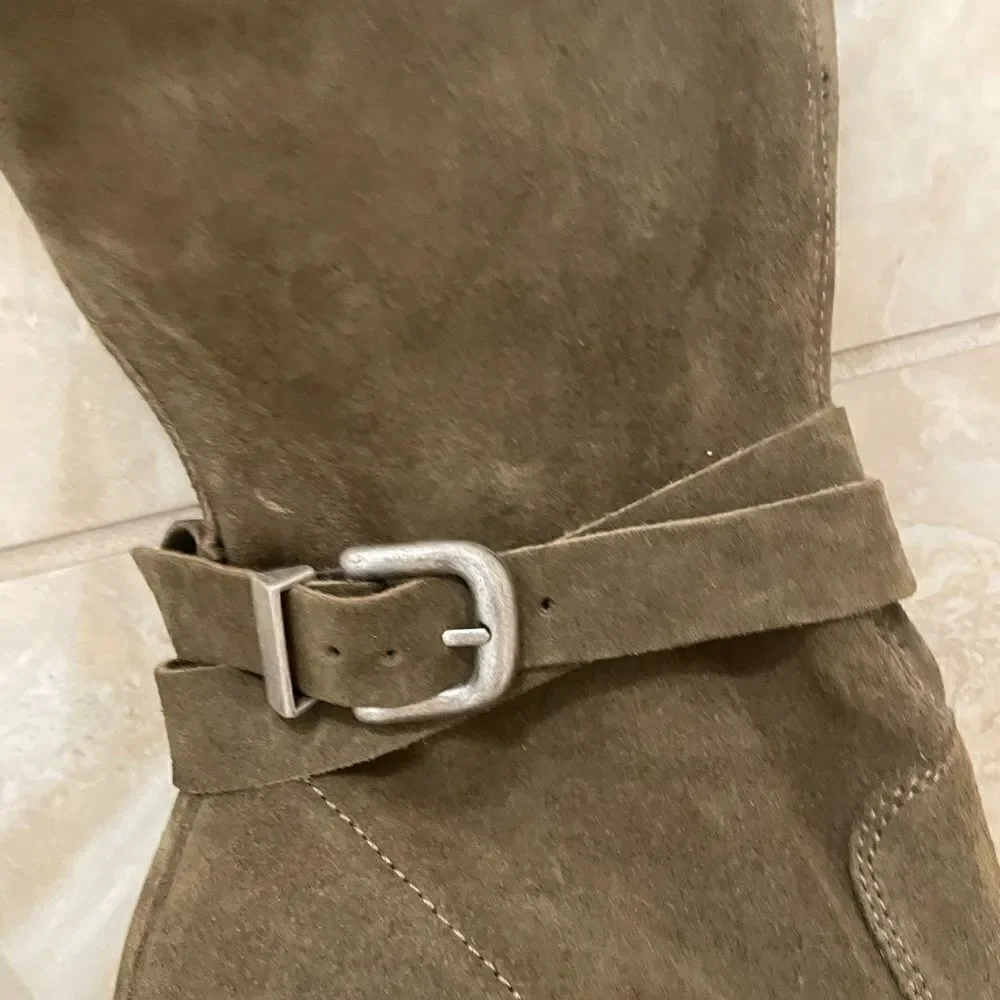NWT Free People Suede James Chelsea Knee High Tall Brown Boots  Size 40 US 10